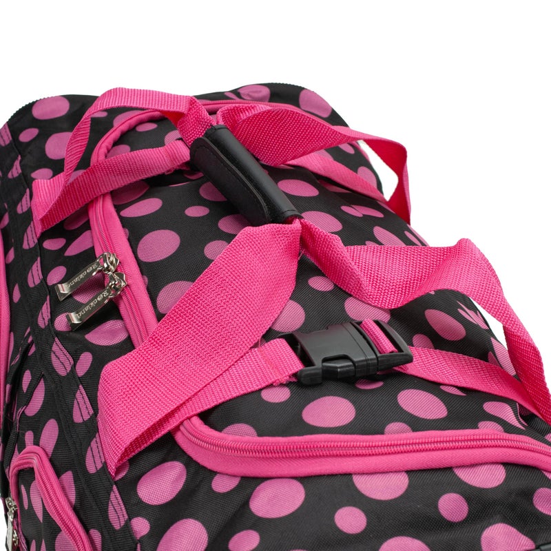 Rockland Rolling Duffel Bag, Black Pink Dot, 22" - Image 4